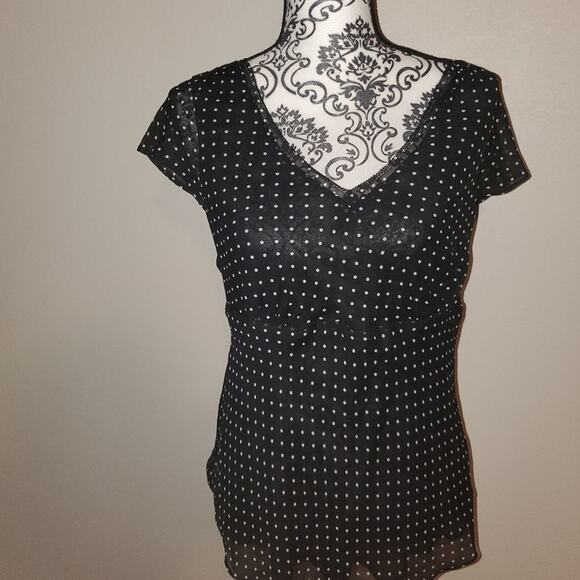 Rafaella size 12 womens sheer Polka dot blouse. 100% polyester. - Picture 1 of 4